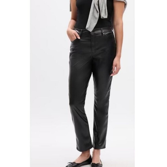 GAP High Rise Vegan Leather Vintage Slim Pants edgy chic ankle size 6 - Picture 1 of 9